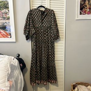 Green and Orange Printed Mumu Maxi Dress